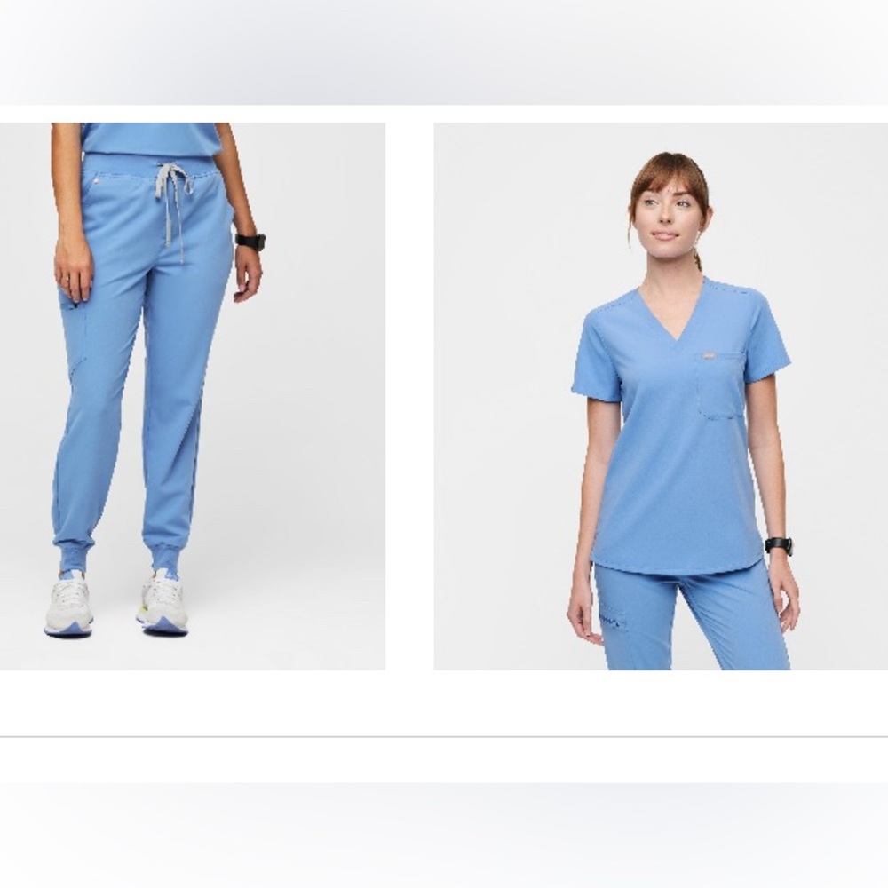Figs Blue Scrub Set with Drawstring Pants
